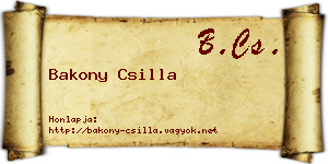 Bakony Csilla névjegykártya